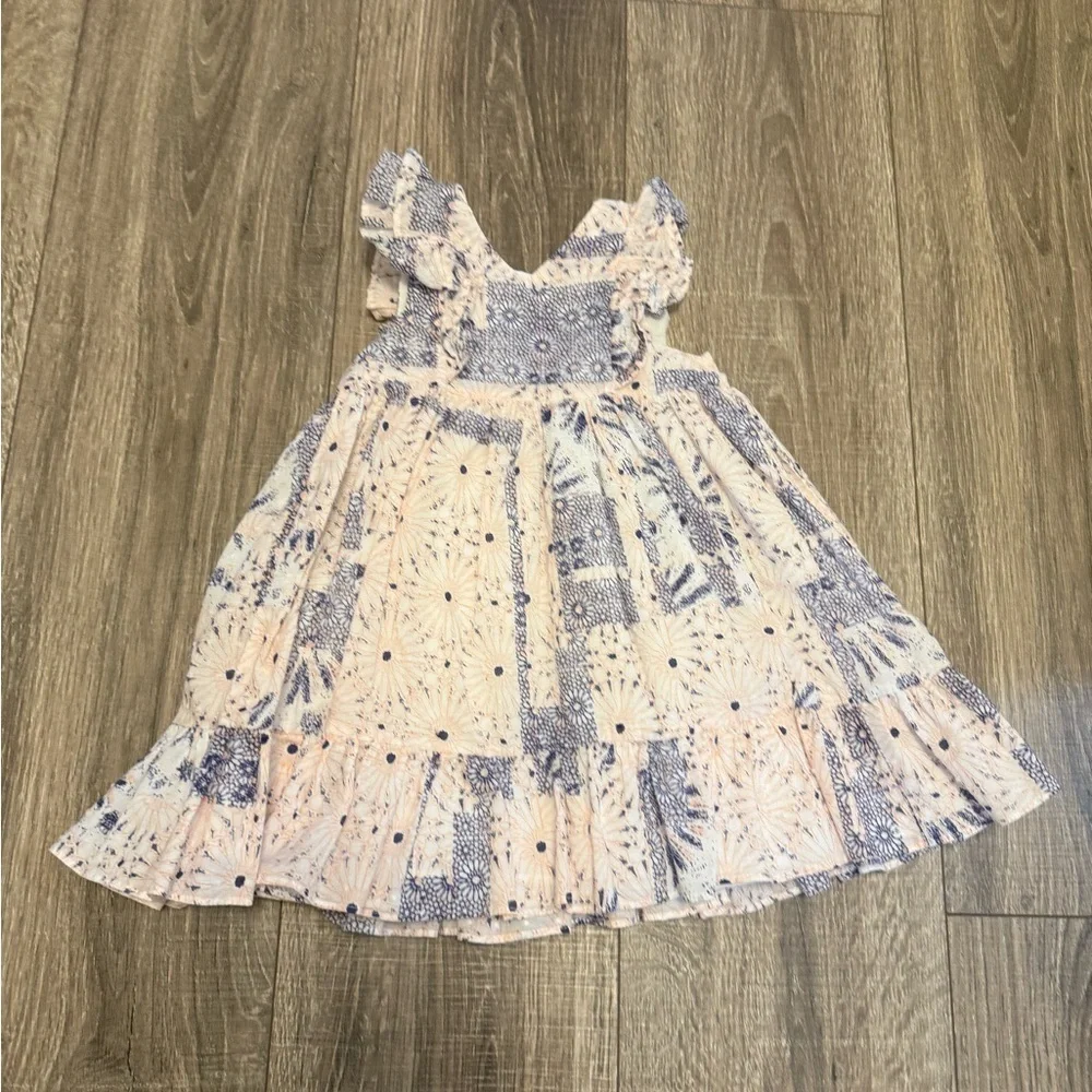 Pippa & Julie Baby Girl Blue Pink Patchwork Dress Size 12 Months